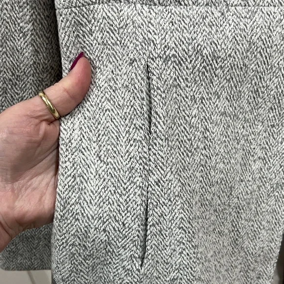 Zara Basic Women's Light Gray Herringbone Pea Coat-Size Small - Picture 5 of 9